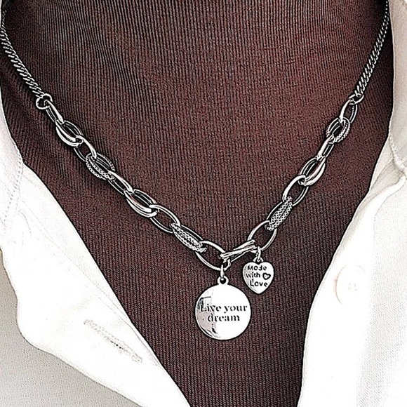 Sterling Silver Live Your Dream Minimalist Necklace - Picture 4 of 5